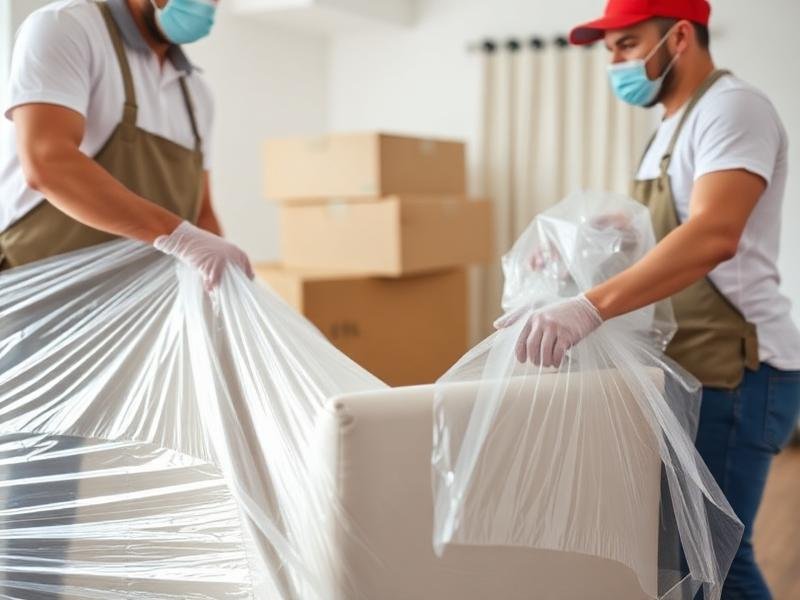 Furniture carefully wrapped for protection